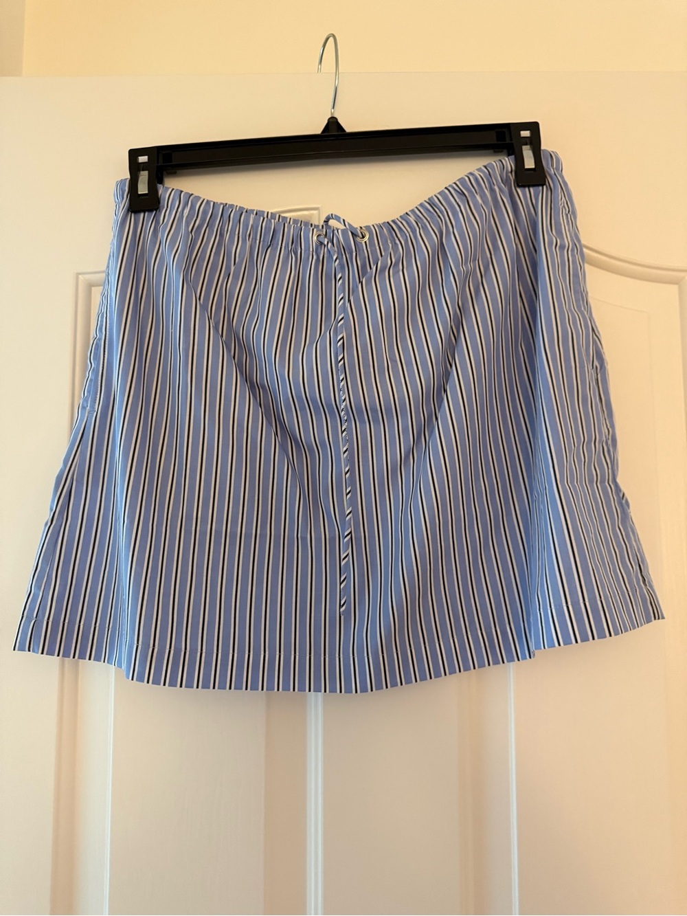 NWT J.Crew Blue and White Stripe Women’s Mini Skirt with drawstring
